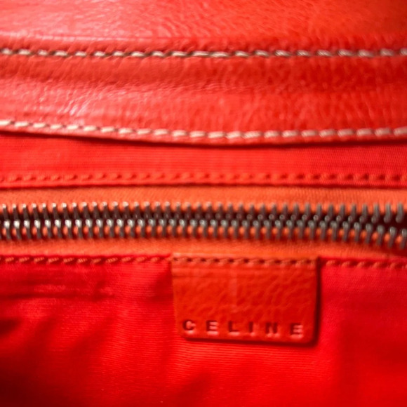 Celine Shoulder Mini Bag Baguette Orange Leather Made in Italy - Picture 12 of 16